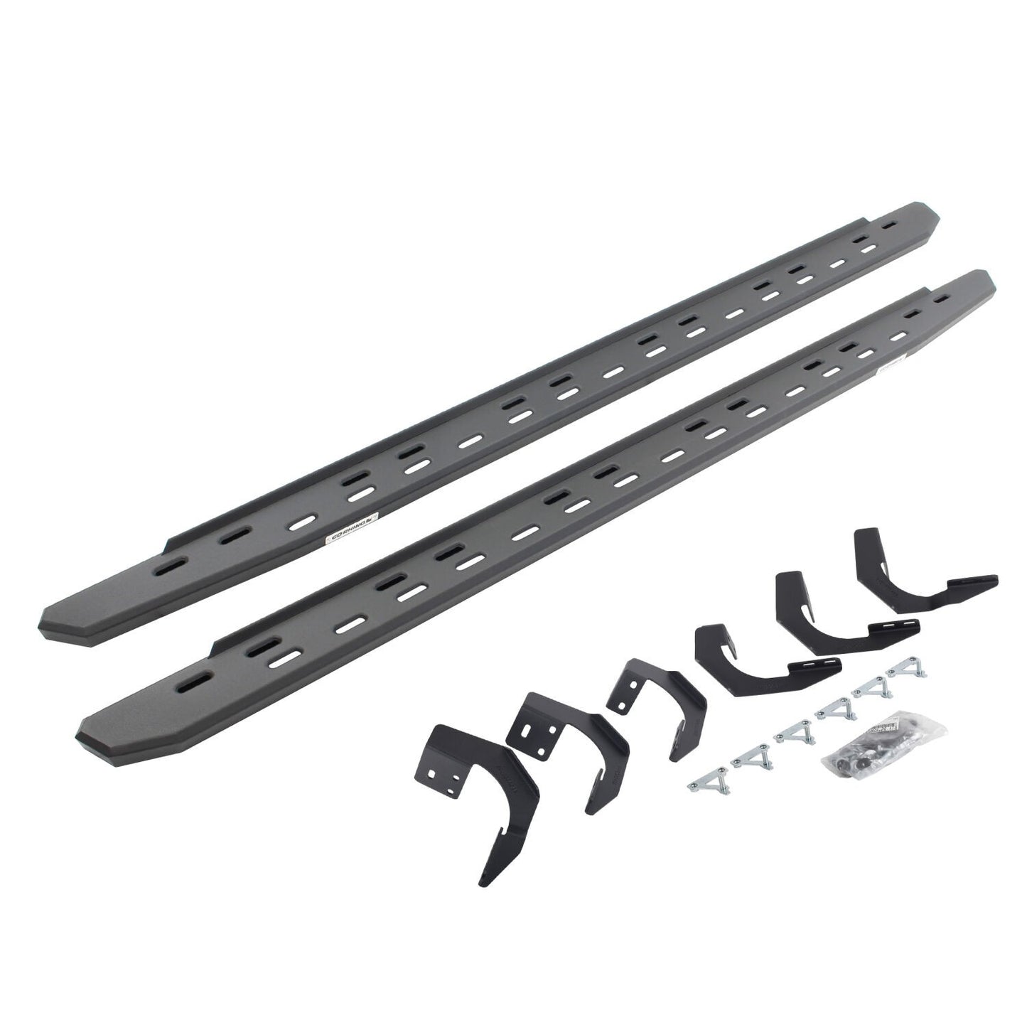 RB30 Slim Line Running Boards with Mounting Bracket Kit Textured Black 2015-2018 Ram 1500 Crew Cab Go Rhino