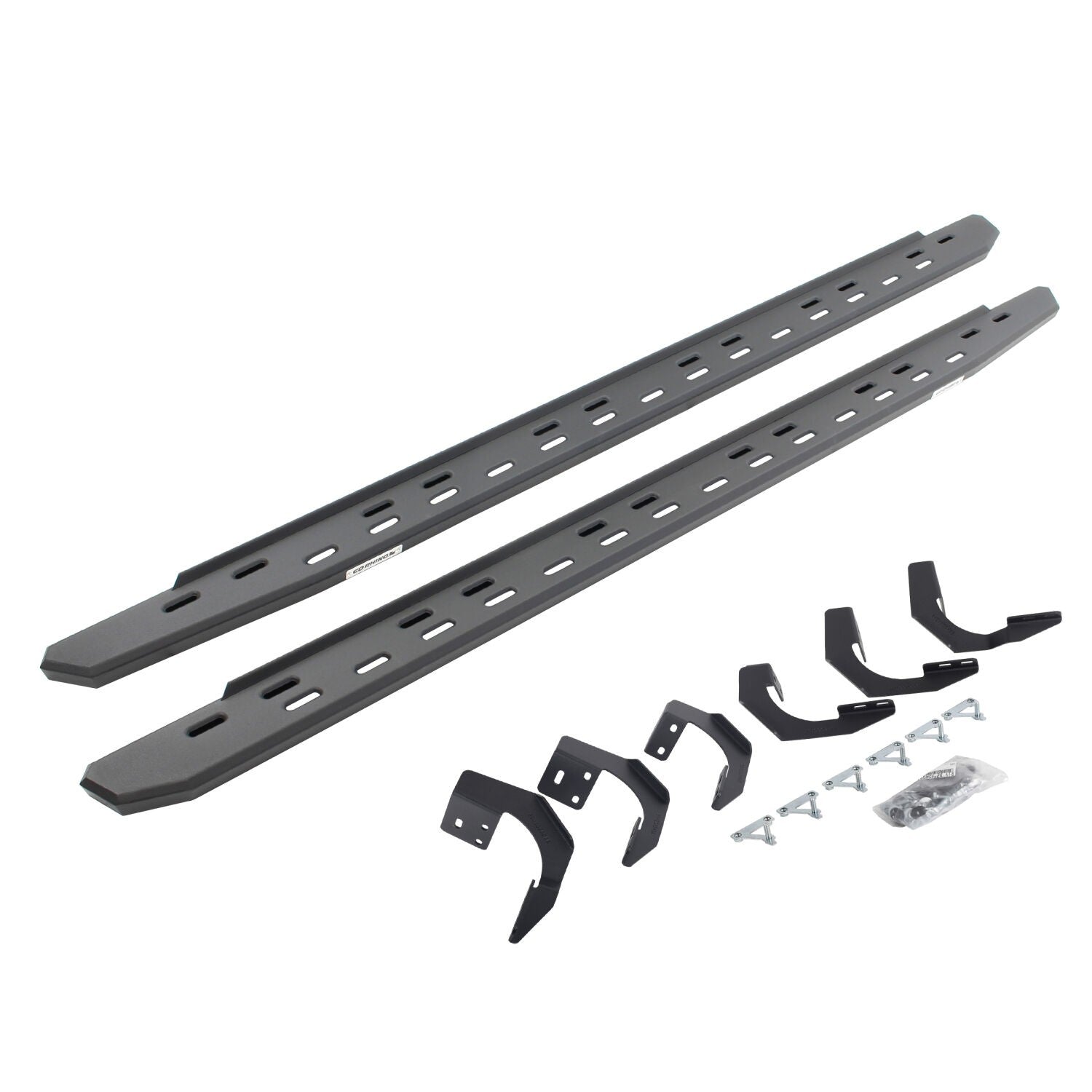 RB30 Slim Line Running Boards with Mounting Bracket Kit Textured Black 2015-2018 Ram 1500 Crew Cab Go Rhino