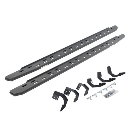 RB30 Slim Line Running Boards with Mounting Bracket Kit Textured Black 2015-2018 Ram 1500 Crew Cab Go Rhino