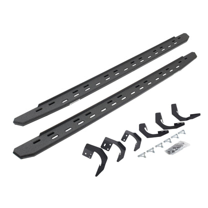 RB30 Slim Line Running Boards with Mounting Bracket Kit Protective Bedliner Coating 2015-2018 Ram 1500 Crew Cab Go Rhino