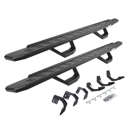 RB30 Running Boards with Mounting Brackets & 2 Pairs of Drops Steps Kit Textured Black 2015-2018 Ram 1500 Extended Cab Go Rhino