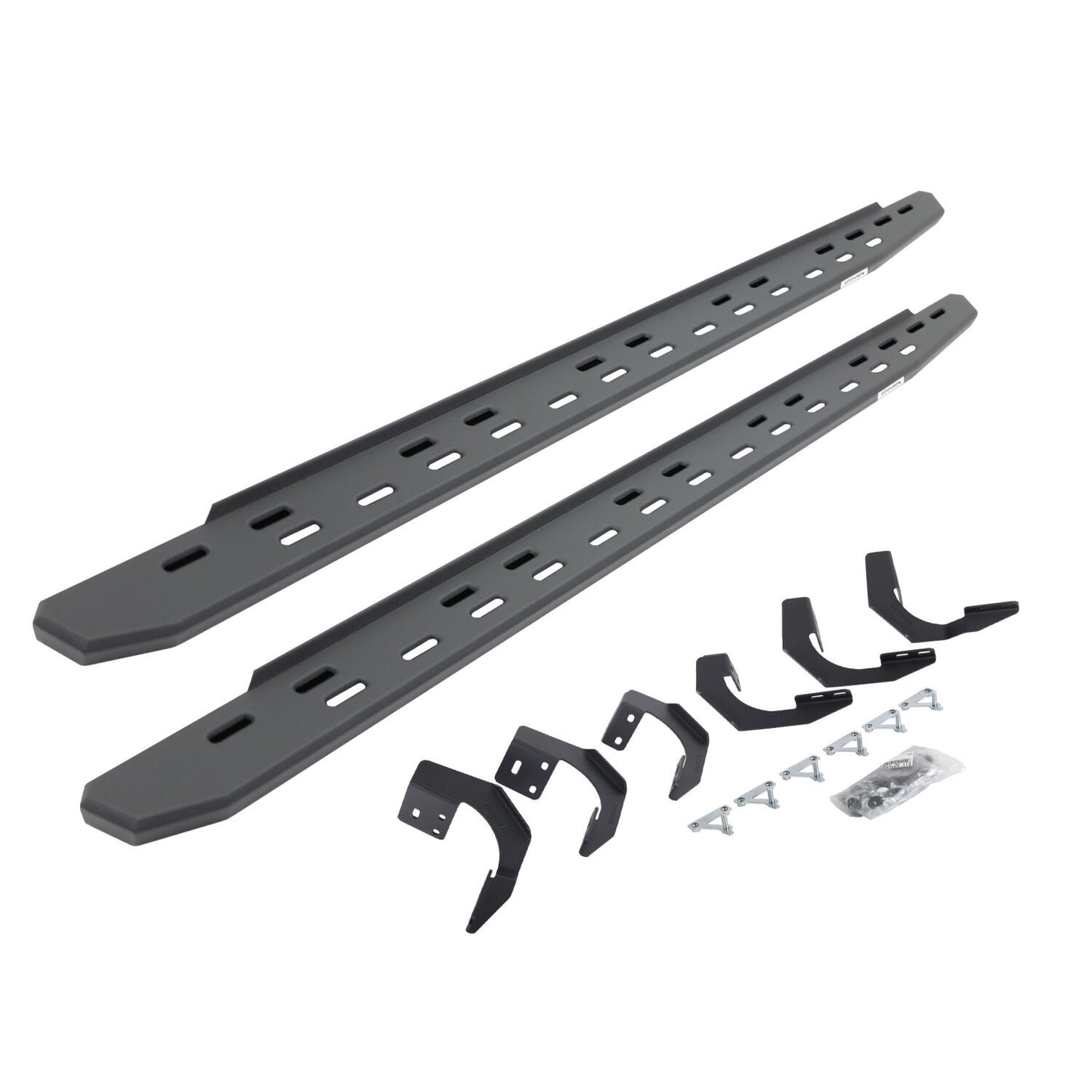 RB30 Slim Line Running Boards with Mounting Bracket Kit Textured Black 2015-2018 Ram 1500 Extended  Cab Go Rhino