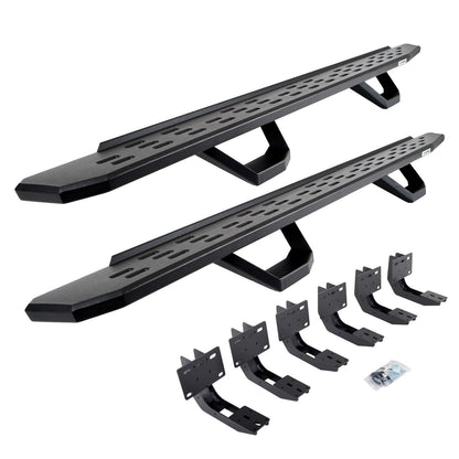 RB30 Running Boards with Mounting Brackets & 2 Pairs of Drops Steps Kit Textured Black 2019-2025 Ram 1500 Extended Cab Go Rhino