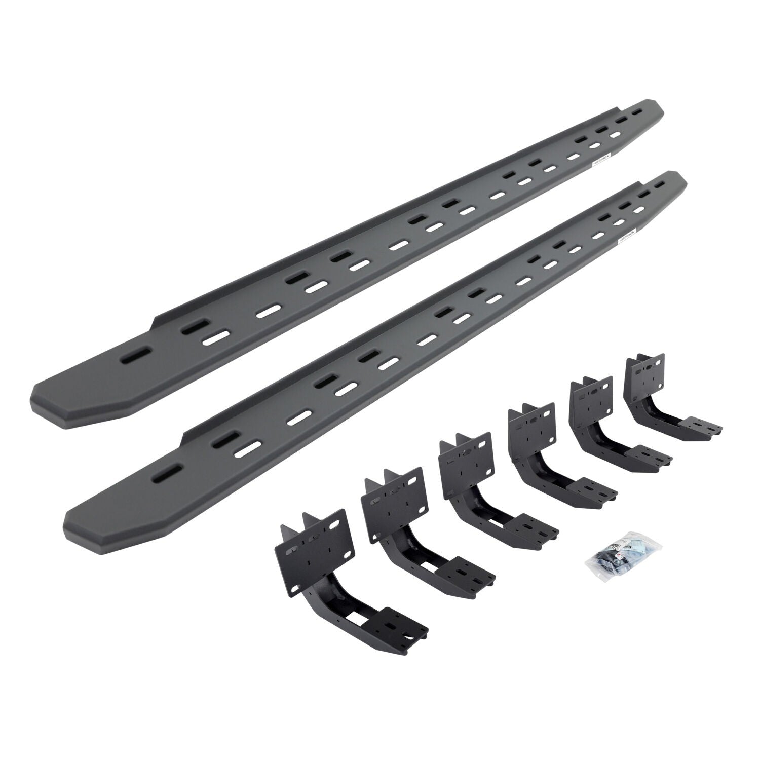 RB30 Slim Line Running Boards with Mounting Bracket Kit Textured Black 2019-2025 Ram 1500 Extended Cab Go Rhino