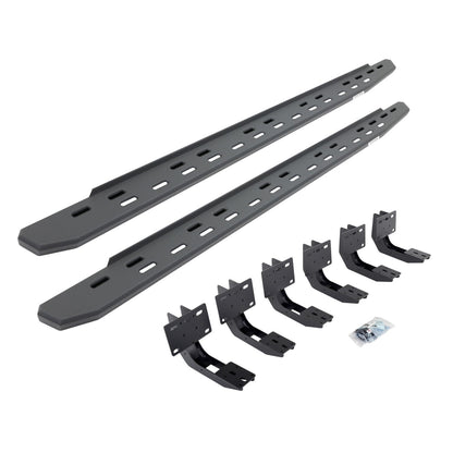 RB30 Slim Line Running Boards with Mounting Bracket Kit Textured Black 2019-2025 Ram 1500 Extended Cab Go Rhino