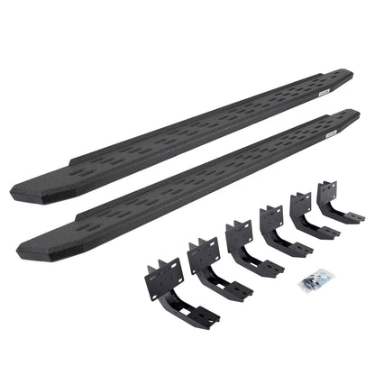 RB30 Running Boards with Mounting Bracket Kit Protective Bedliner Coating 2019-2025 Ram 1500 Extended Cab Go Rhino