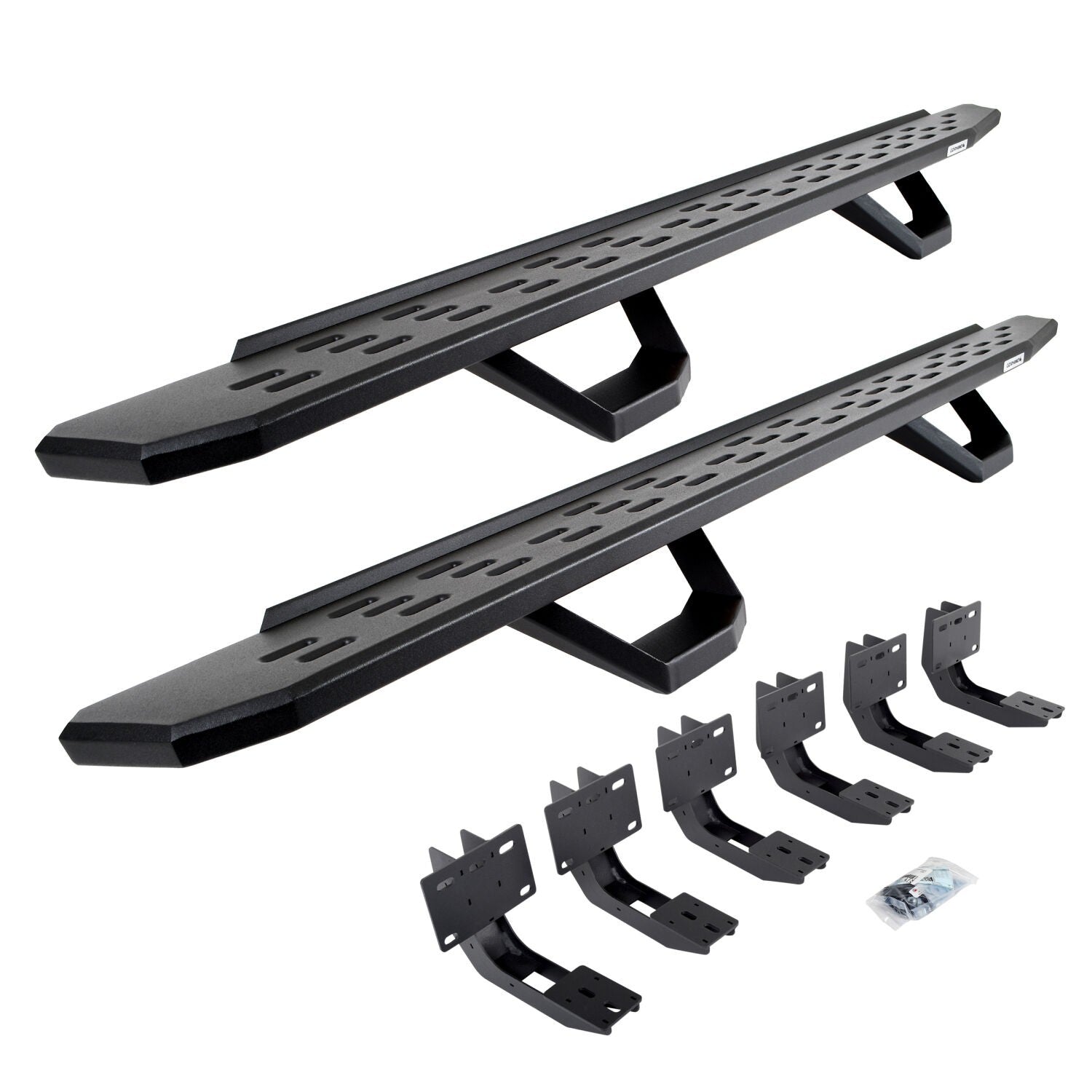RB30 Running Boards with Mounting Brackets & 2 Pairs of Drops Steps Kit Textured Black 2019-2025 Ram 1500 Go Rhino