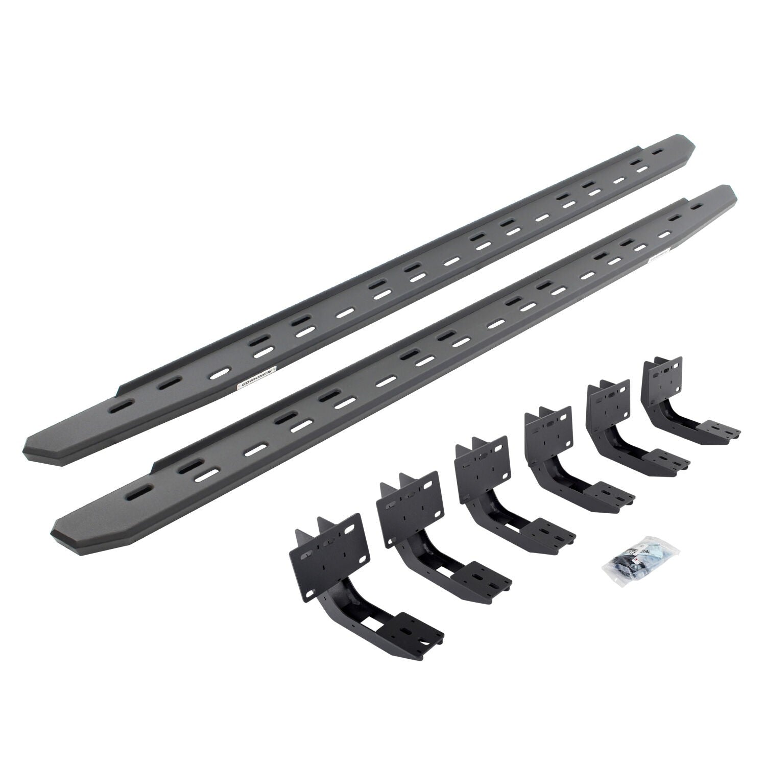 RB30 Slim Line Running Boards with Mounting Bracket Kit Textured Black 2019-2025 Ram 1500 Crew Cab Go Rhino