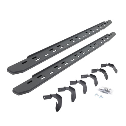 RB30 Slim Line Running Boards W/Bracket Kit Textured Black 2005-2026 Nissan Frontier Go Rhino