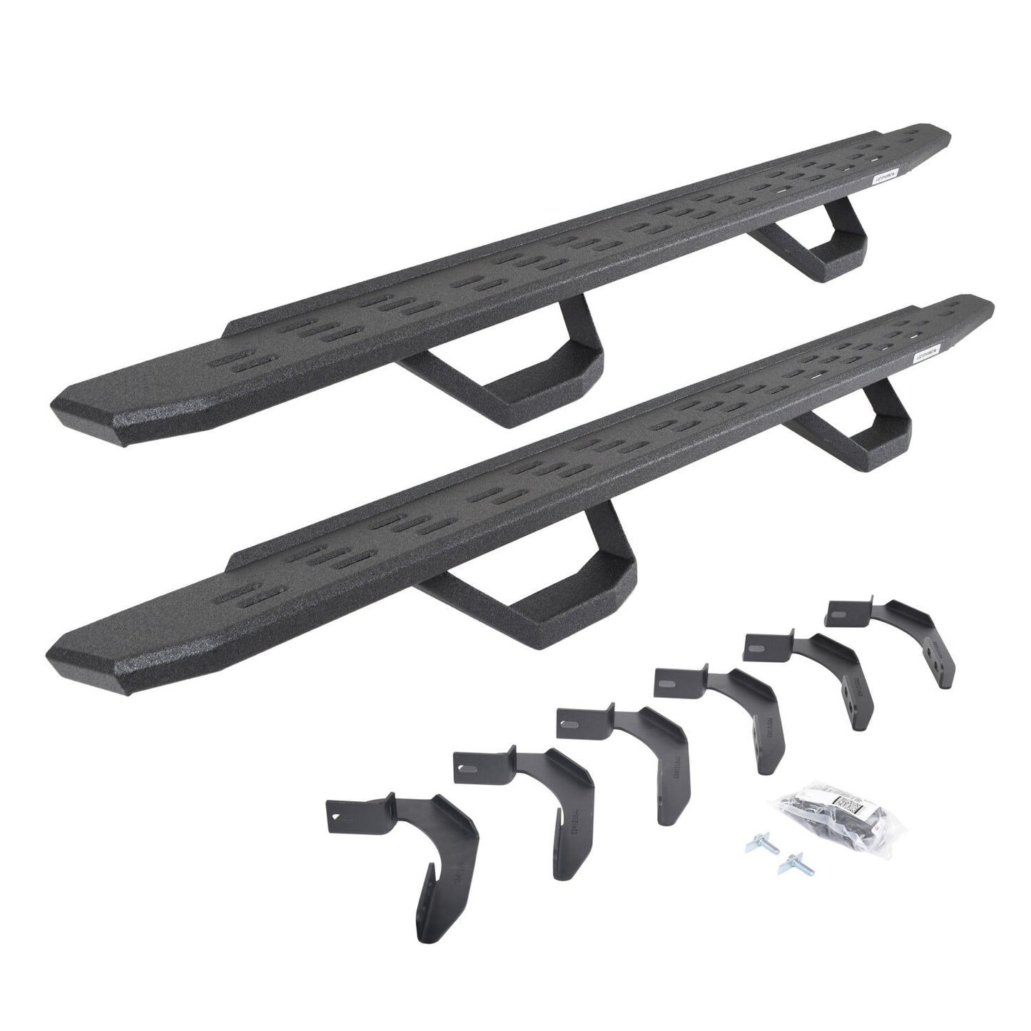 RB30 Running Boards with Mounting Brackets & 2 Pairs of Drops Steps Kit Protective Bedliner Coating 2005-2026 Nissan Frontier Go Rhino