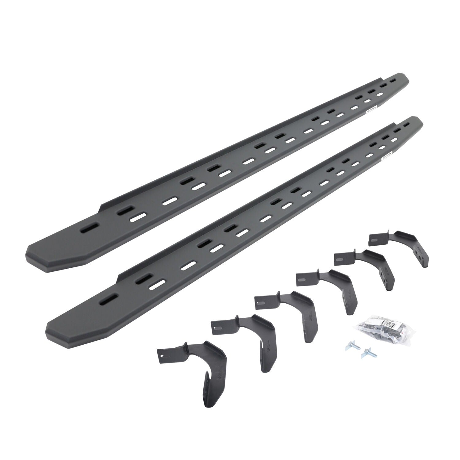 RB30 Slim Line Running Boards with Mounting Bracket Kit Textured Black 2005-2026 Nissan Frontier Go Rhino