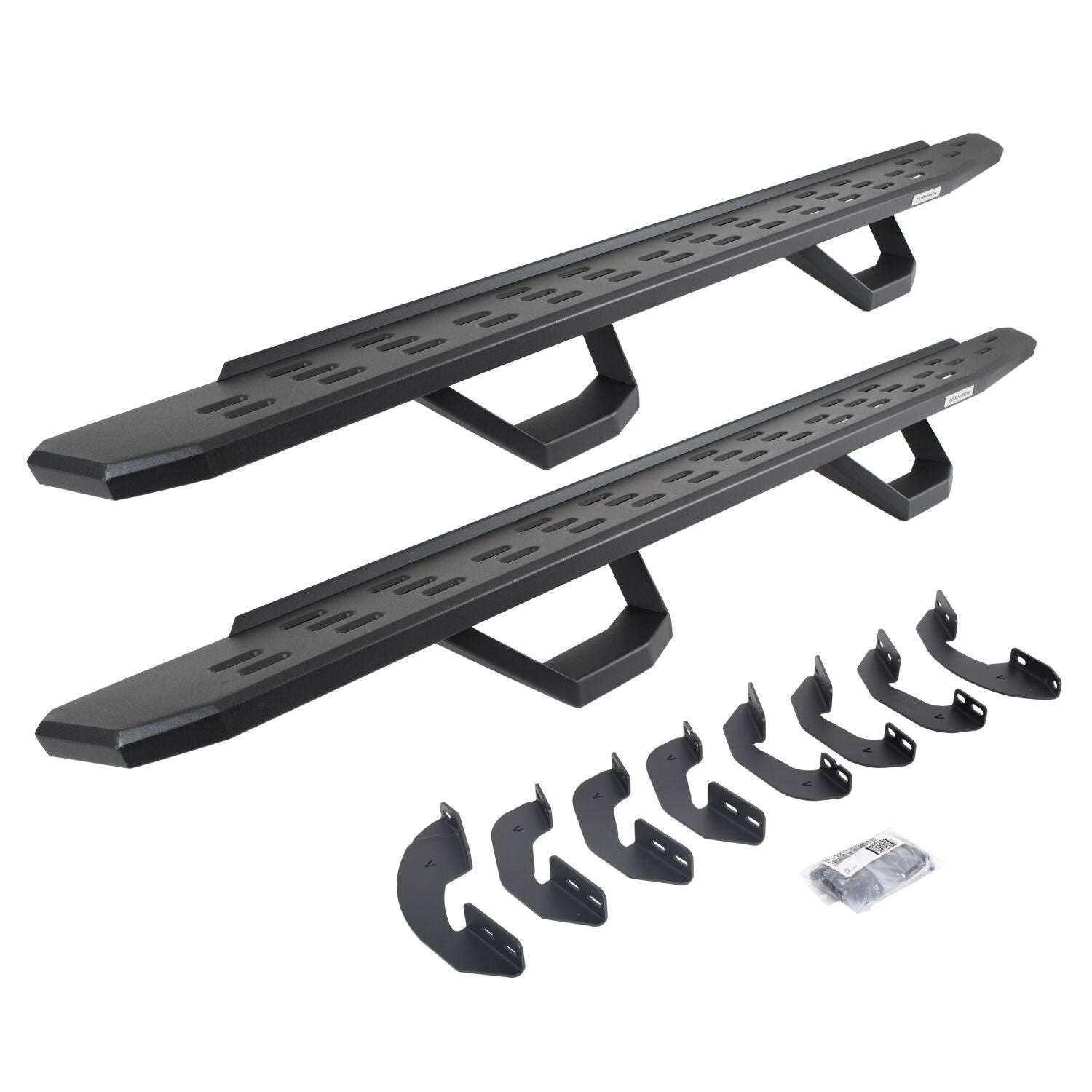 RB30 Running Boards with Mounting Brackets & 2 Pairs of Drops Steps Kit Textured Black 2007-2021 Toyota Tundra Extended Cab Go Rhino