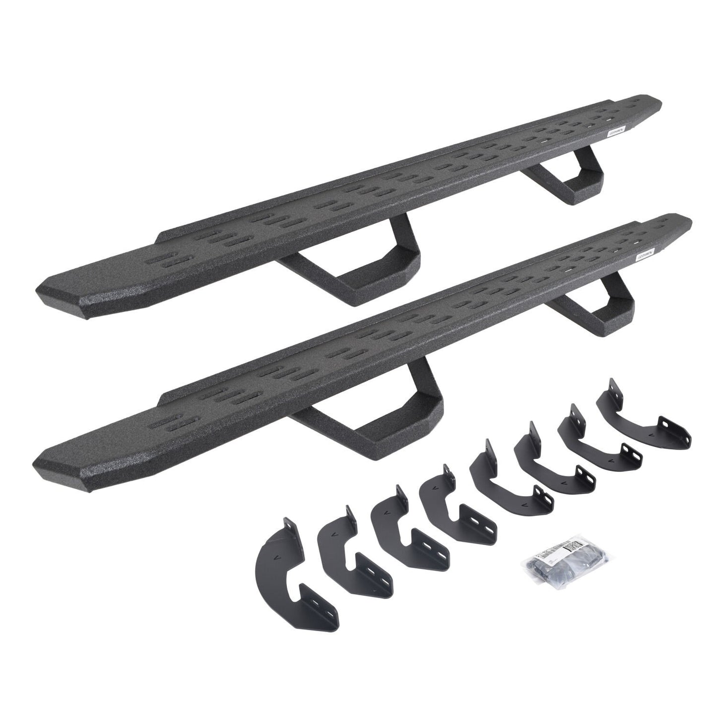 RB30 Running Boards with Mounting Brackets & 2 Pairs of Drops Steps Kit Protective Bedliner Coating 2007-2021 Toyota Tundra Extended Cab Go Rhino