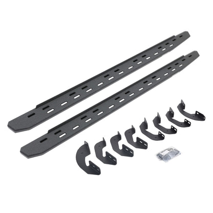 RB30 Slim Line Running Boards with Mounting Bracket Kit Protective Bedliner Coating 2007-2021 Toyota Tundra Extended Cab Go Rhino