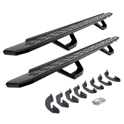 RB30 Running Boards with Mounting Brackets & 2 Pairs of Drops Steps Kit Textured Black 2007-2021 Toyota Tundra Go Rhino