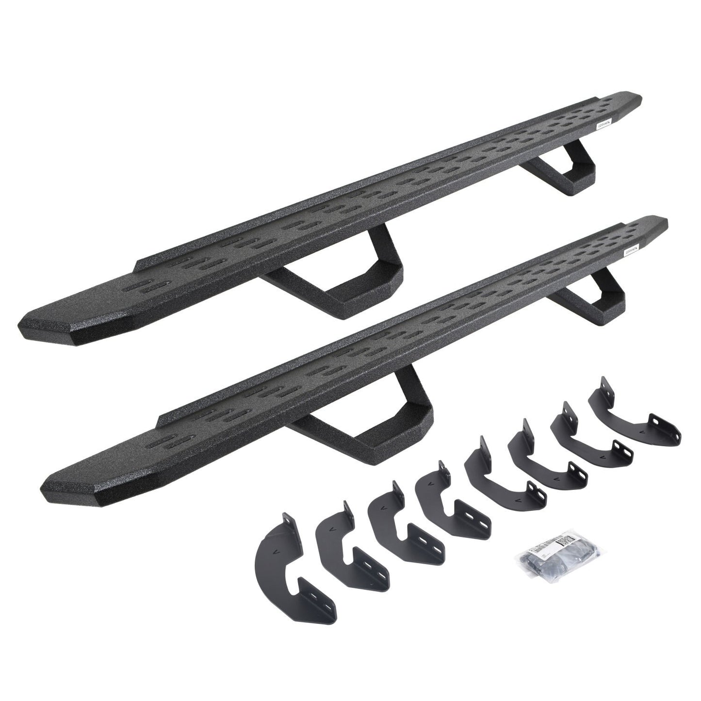 RB30 Running Boards with Mounting Brackets & 2 Pairs of Drops Steps Kit Protective Bedliner Coating 2007-2021 Toyota Tundra Go Rhino