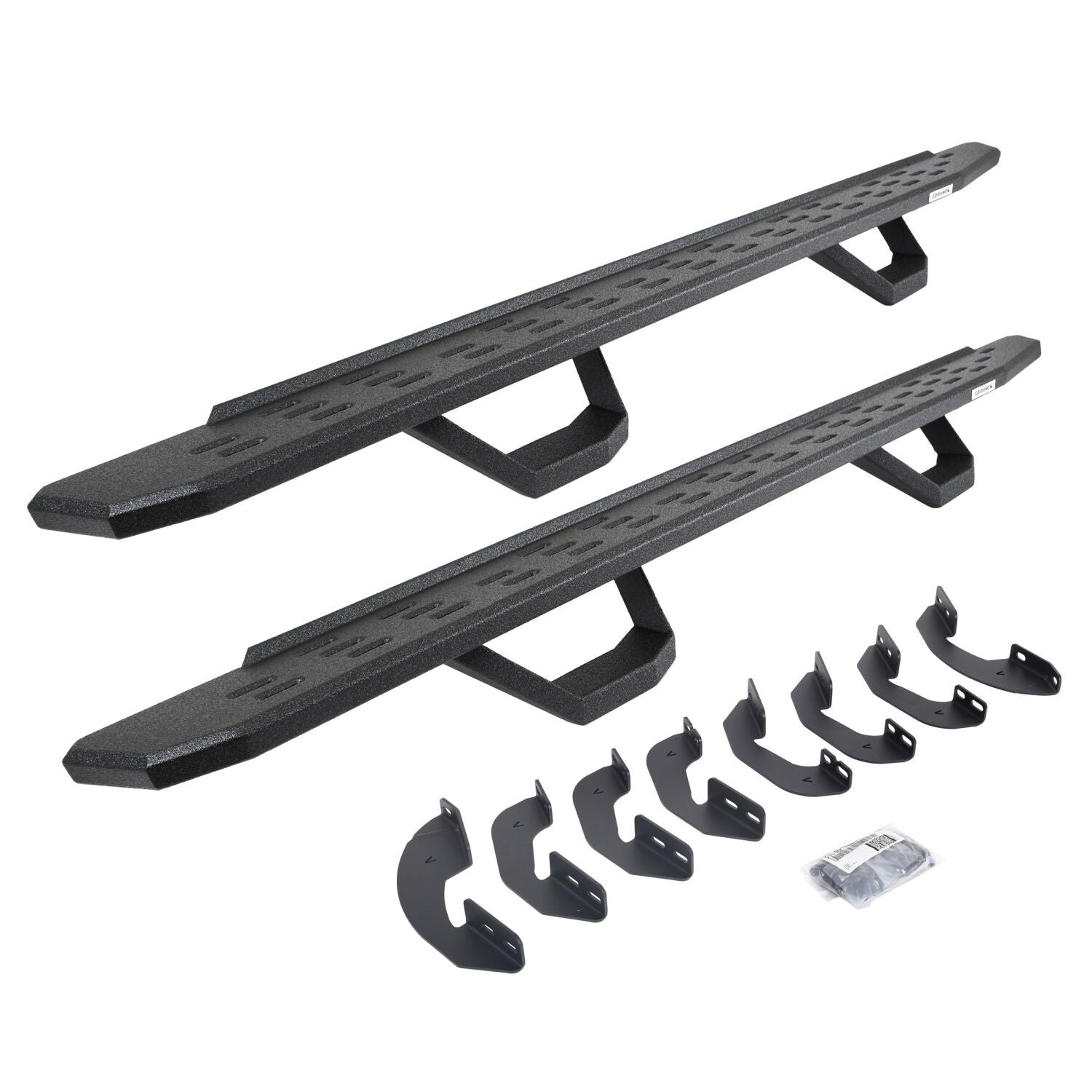 RB30 Running Boards with Mounting Brackets & 2 Pairs of Drops Steps Kit Protective Bedliner Coating 2007-2021 Toyota Tundra Go Rhino