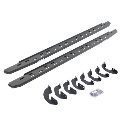 RB30 Slim Line Running Boards with Mounting Bracket Kit Textured Black 2007-2021 Toyota Tundra Crew Cab Go Rhino