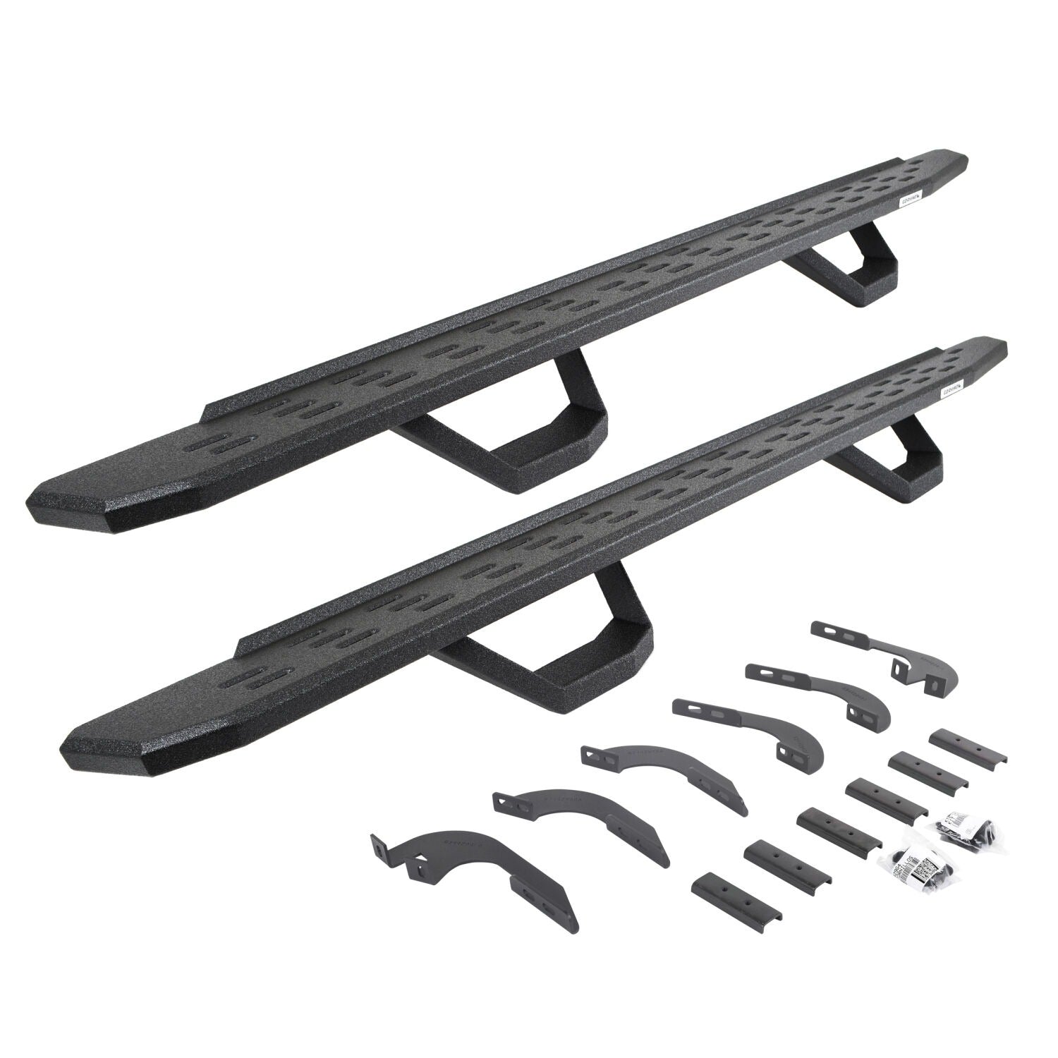 RB30 Running Boards with Mounting Brackets & 2 Pairs of Drops Steps Kit Protective Bedliner Coating 2005-2023 Toyota Tacoma Go Rhino