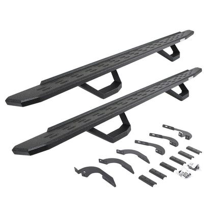 RB30 Running Boards with Mounting Brackets & 2 Pairs of Drops Steps Kit Protective Bedliner Coating 2005-2023 Toyota Tacoma Go Rhino