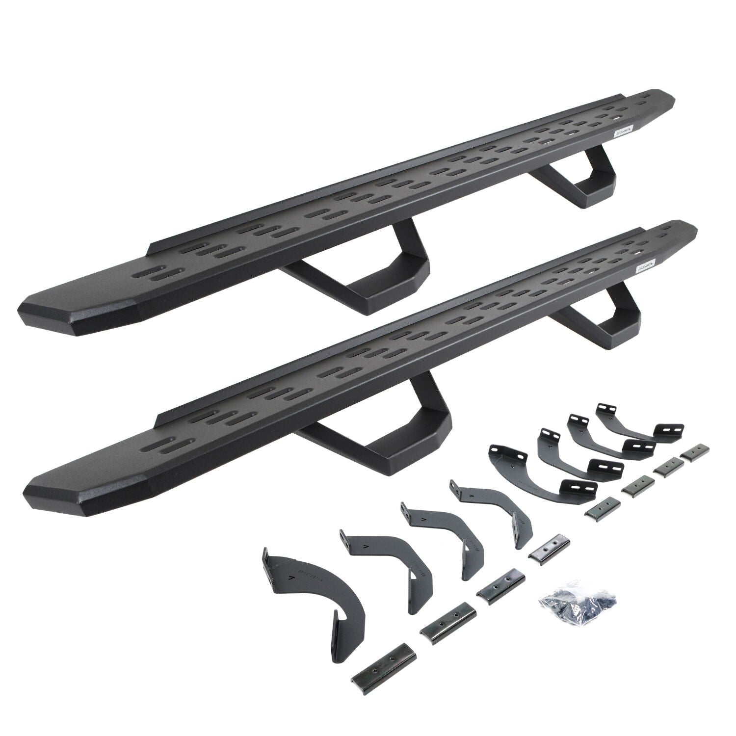 RB30 Running Boards with Mounting Brackets & 2 Pairs of Drops Steps Kit Textured Black 2022-2026 Toyota Tundra Go Rhino