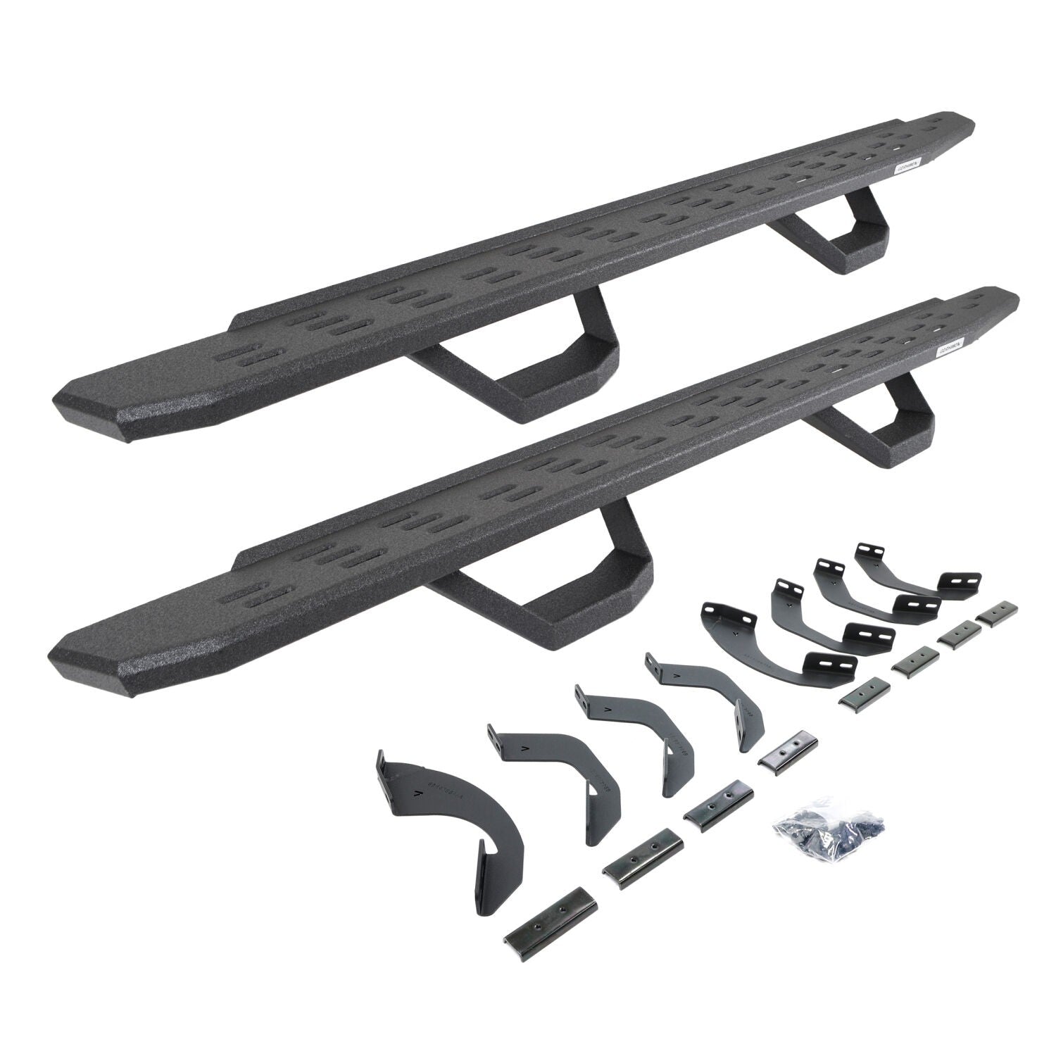 RB30 Running Boards with Mounting Brackets & 2 Pairs of Drops Steps Kit Protective Bedliner Coating 2022-2026 Toyota Tundra Go Rhino