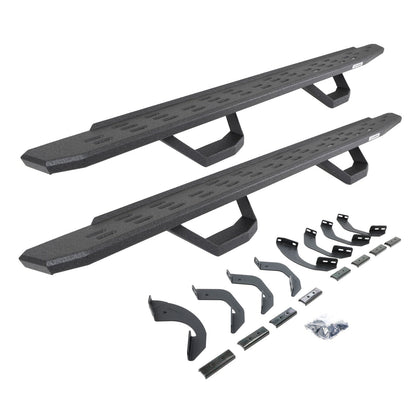 RB30 Running Boards with Mounting Brackets & 2 Pairs of Drops Steps Kit Protective Bedliner Coating 2022-2026 Toyota Tundra Go Rhino