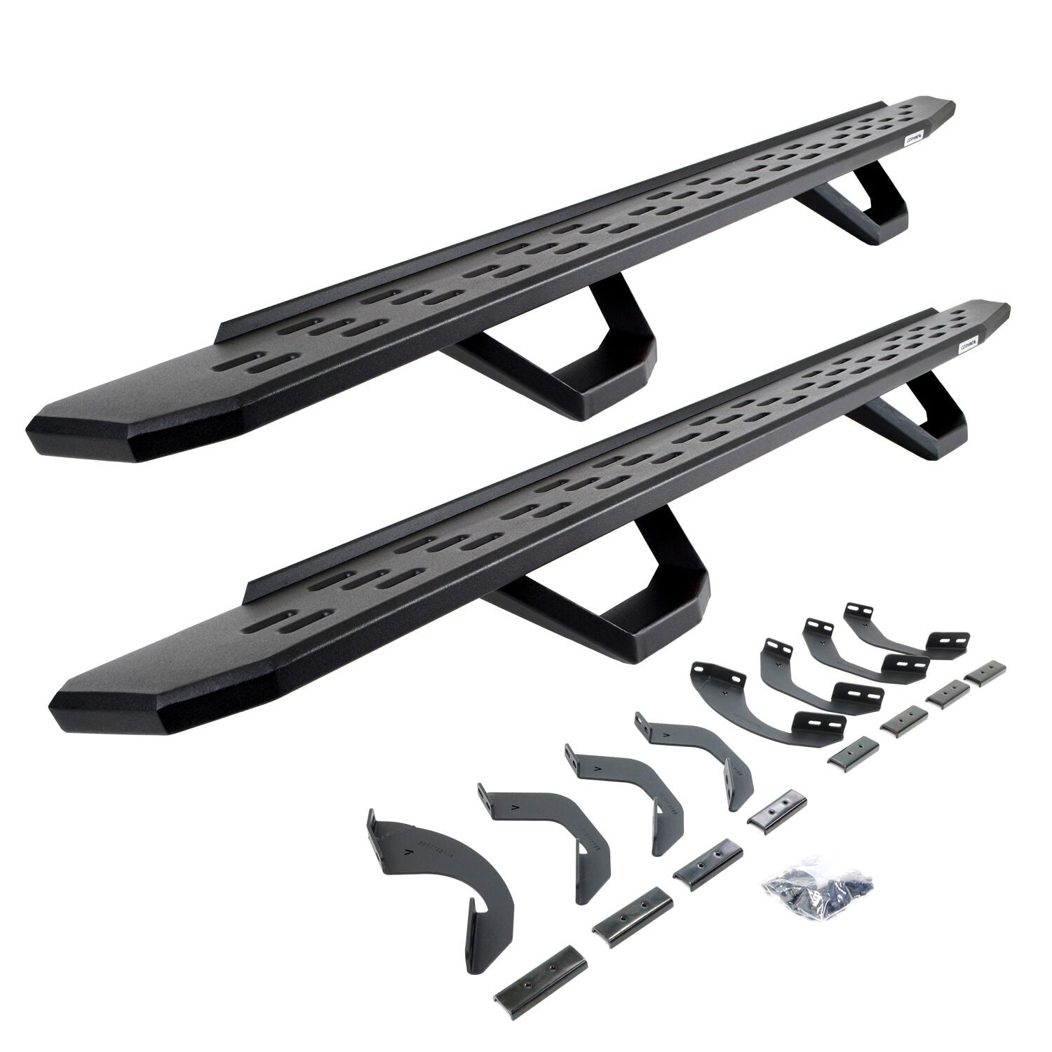 RB30 Running Boards with Mounting Brackets & 2 Pairs of Drops Steps Kit Textured Black 2022-2025 Toyota Tundra Go Rhino
