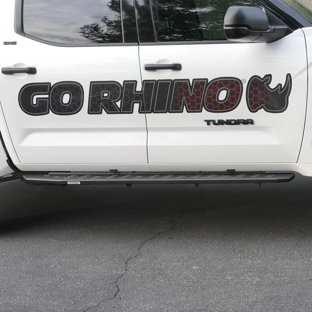 RB30 Running Boards with Mounting Bracket Kit Protective Bedliner Coating 2022-2025 Toyota Tundra Go Rhino