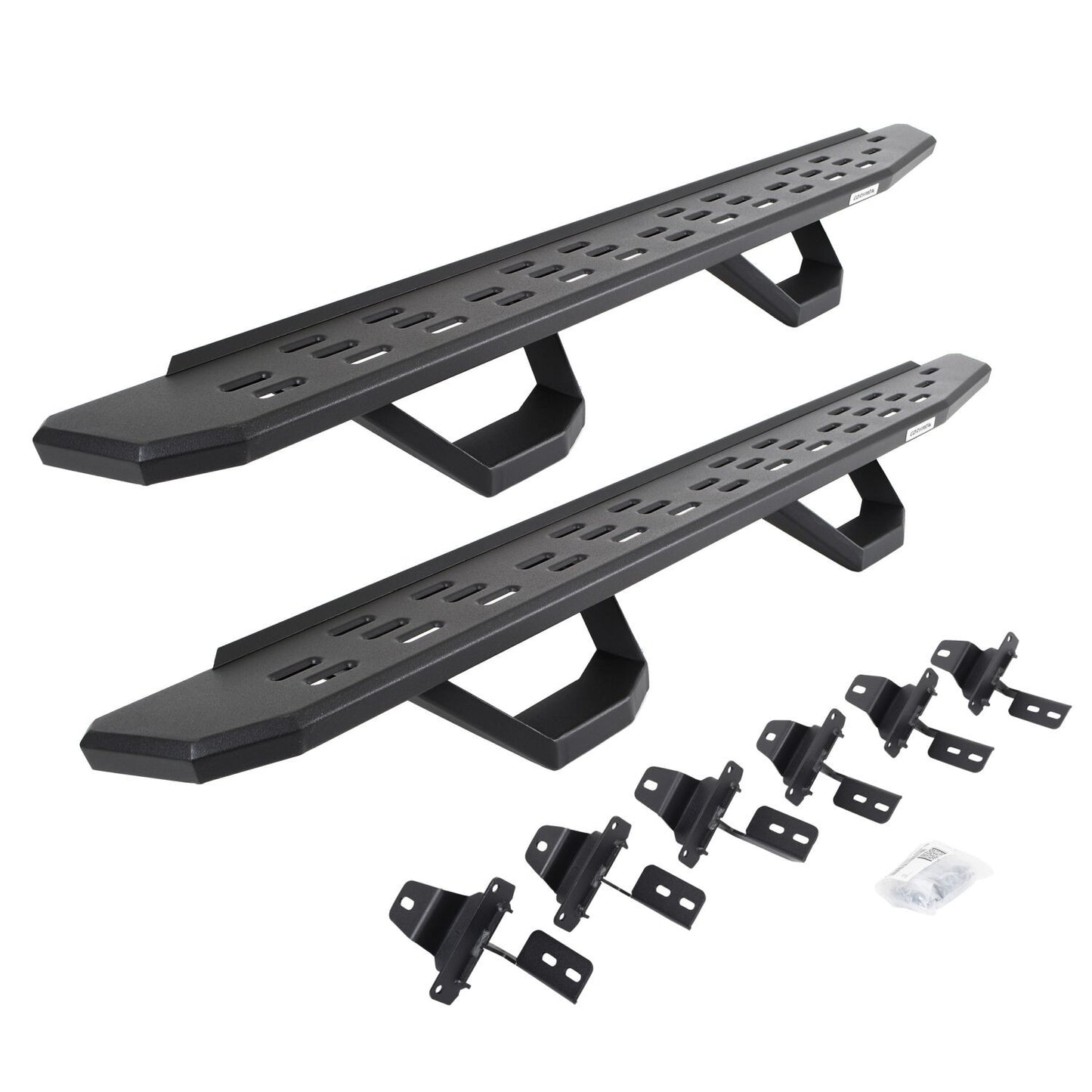RB30 Running Boards with Mounting Brackets & 2 Pairs of Drops Stepst Kit Textured Black For 2018-2025 Jeep Wrangler JL Go Rhino
