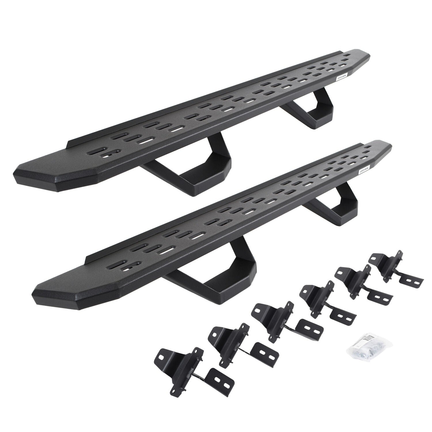 RB30 Running Boards with Mounting Brackets & 2 Pairs of Drops Stepst Kit Textured Black For 2018-2025 Jeep Wrangler JL Go Rhino