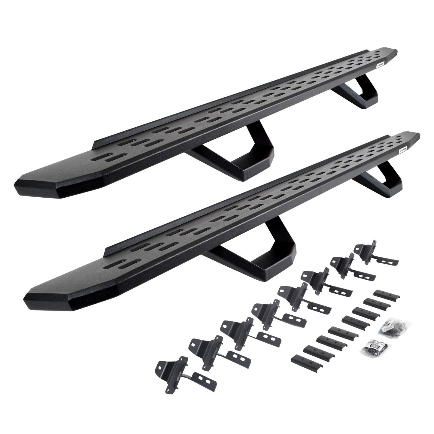 RB30 Running Boards with Mounting Brackets & 2 Pairs of Drops Steps Kit Textured Black 2020-2025 Jeep Gladiator Go Rhino