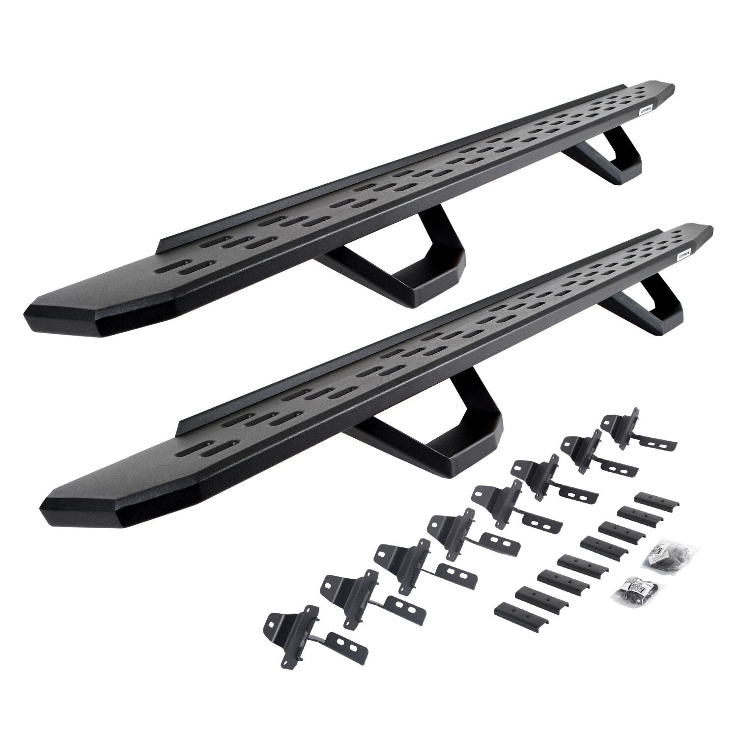 RB30 Running Boards with Mounting Brackets & 2 Pairs of Drops Steps Kit Textured Black 2020-2025 Jeep Gladiator Go Rhino