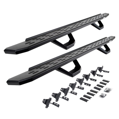 RB30 Running Boards with Mounting Brackets & 2 Pairs of Drops Steps Kit Textured Black 2020-2025 Jeep Gladiator Go Rhino