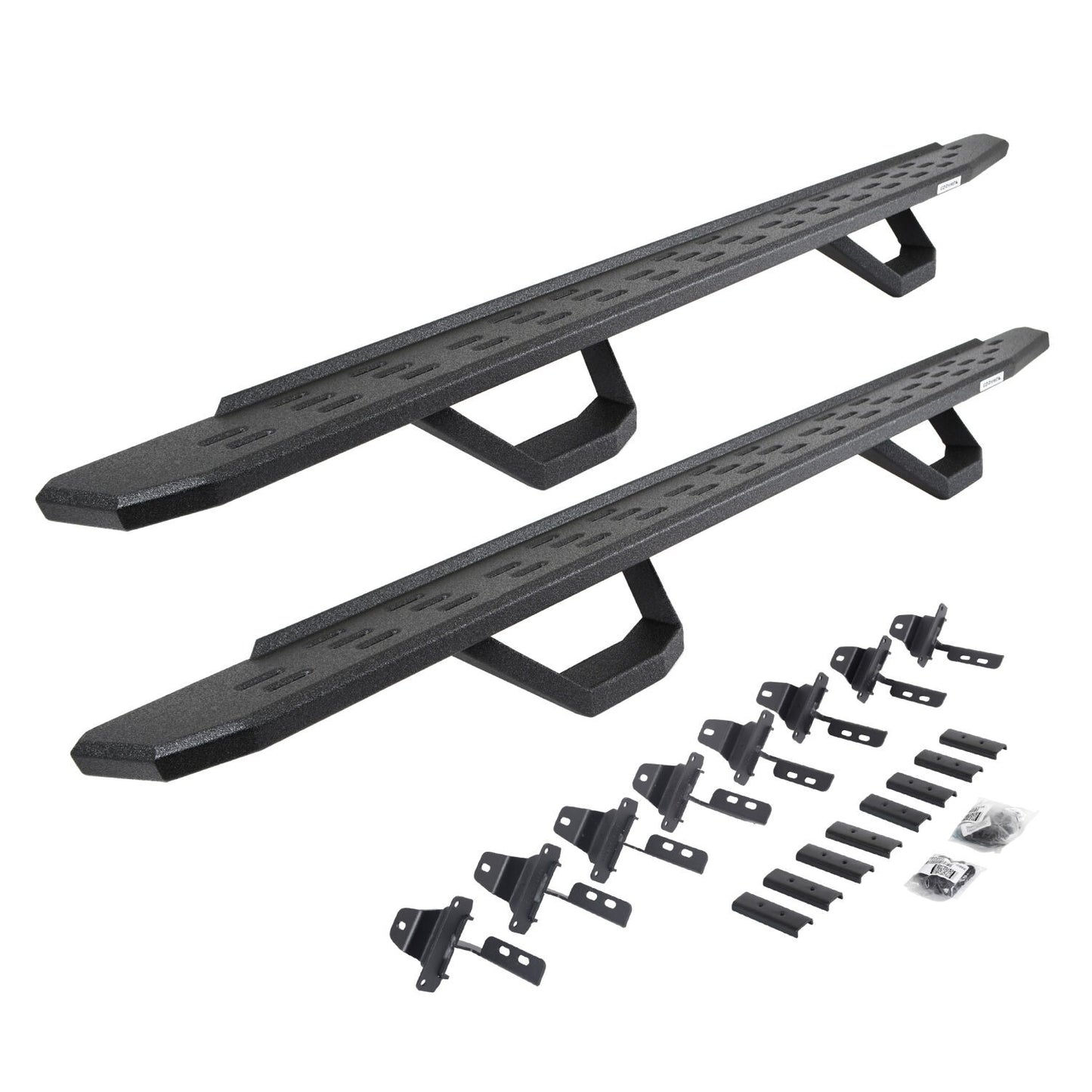 RB30 Running Boards with Mounting Brackets & 2 Pairs of Drops Steps Kit Protective Bedliner Coating 2020-2025 Jeep Gladiator Go Rhino