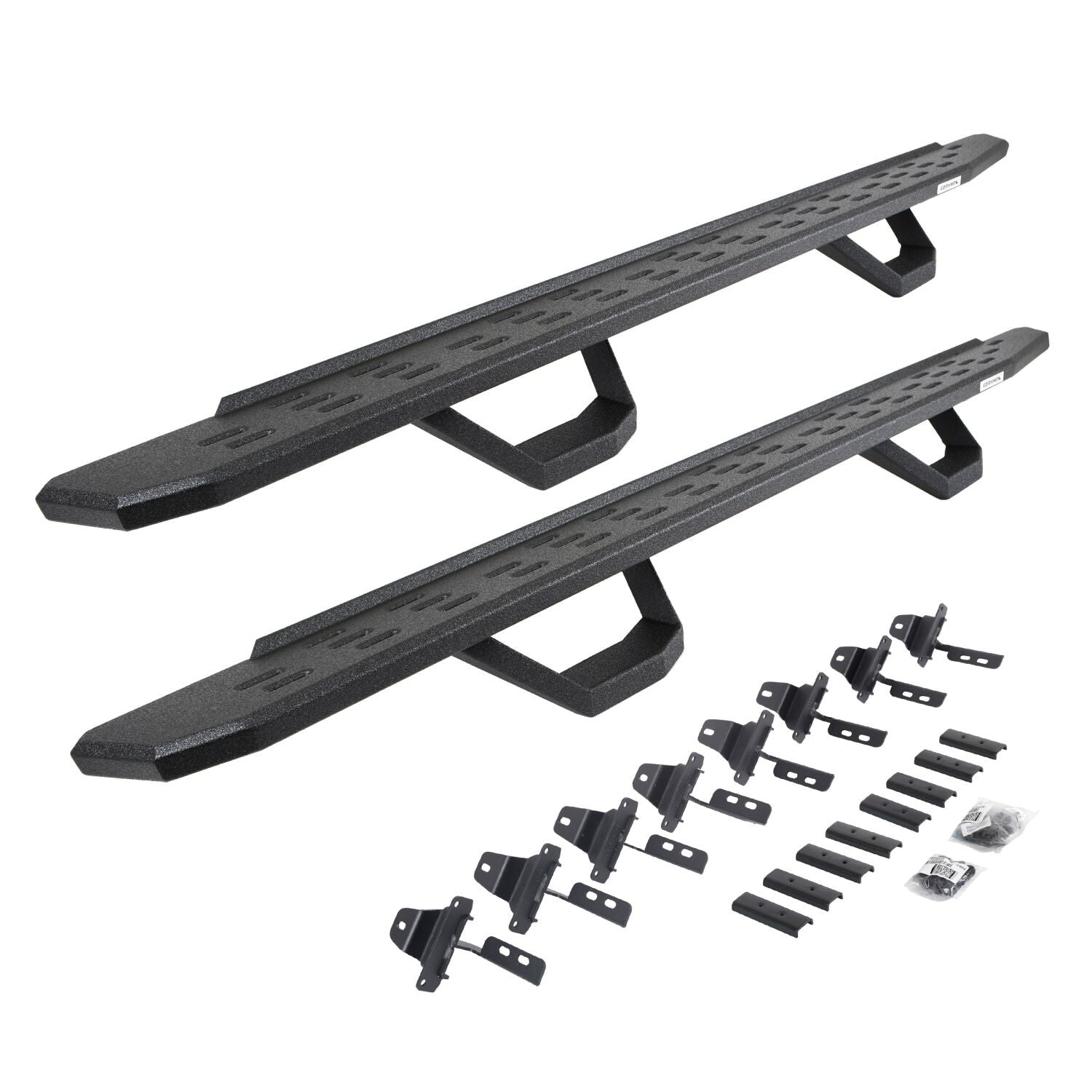 RB30 Running Boards with Mounting Brackets & 2 Pairs of Drops Steps Kit Protective Bedliner Coating 2020-2025 Jeep Gladiator Go Rhino