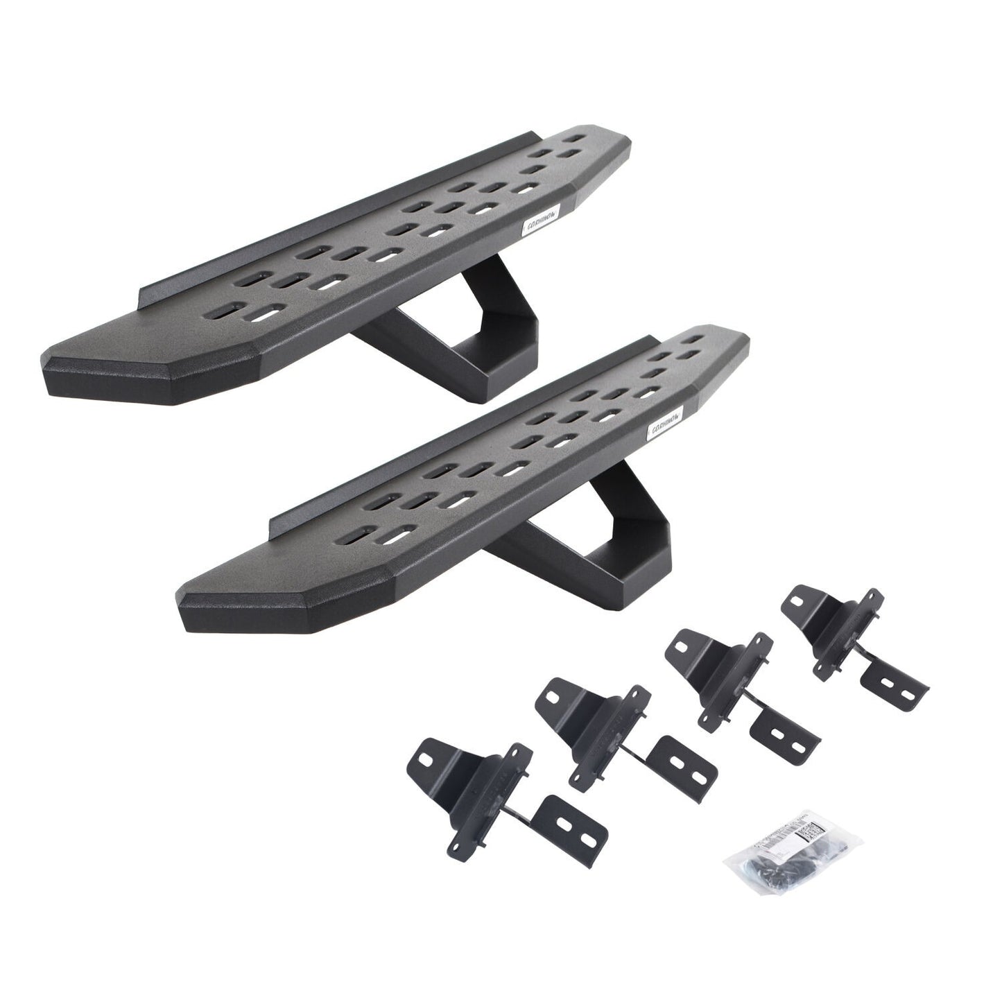 RB30 Running Boards with Mounting Brackets & 2 Pairs of Drops Steps Kit Textured Black 2018-2024 Jeep Wrangler Go Rhino