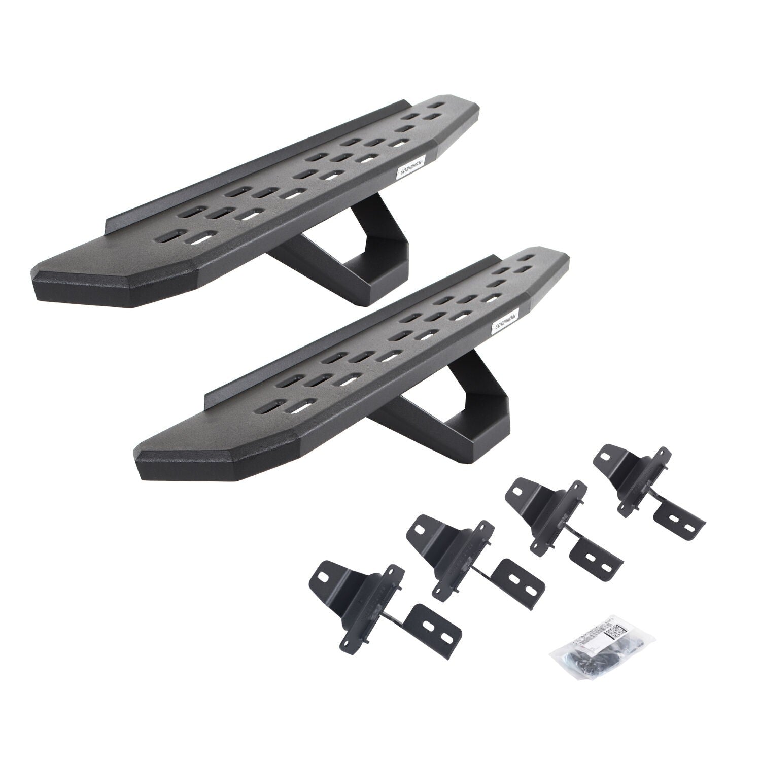 RB30 Running Boards with Mounting Brackets & 2 Pairs of Drops Steps Kit Textured Black 2018-2024 Jeep Wrangler Go Rhino