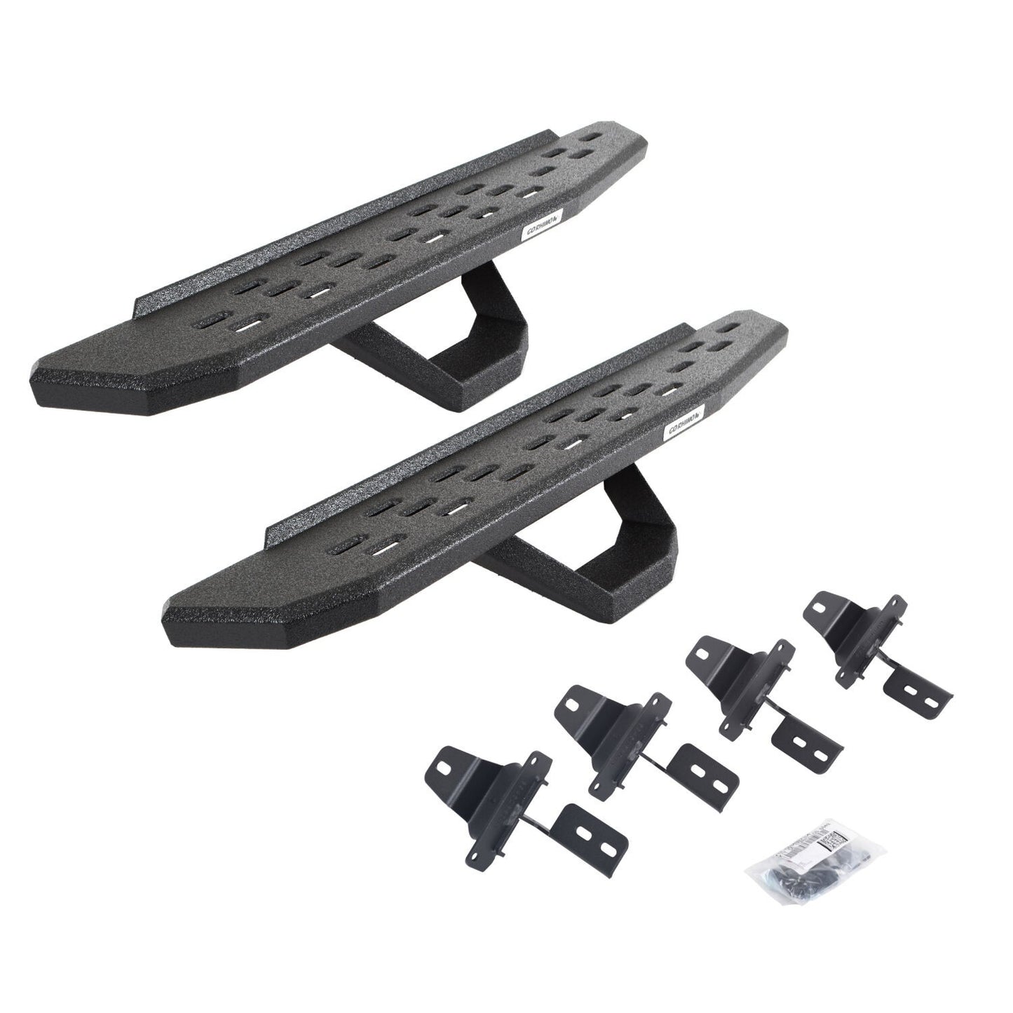 RB30 Running Boards with Mounting Brackets & 1 Pair of Drops Steps Kit Protective Bedliner Coating For 2018-2025 Jeep Wrangler JL Go Rhino