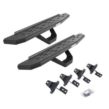 RB30 Running Boards with Mounting Brackets & 1 Pair of Drops Steps Kit Protective Bedliner Coating For 2018-2025 Jeep Wrangler JL Go Rhino