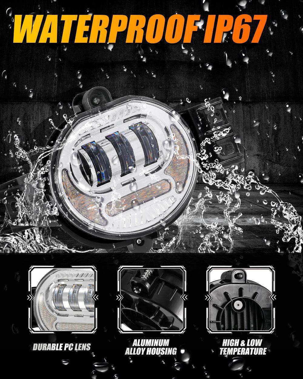 (2pcs/set) LED Fog Light Assembly w/ DRL+ Turn Signal Light for Dodge Ram 1500 2002-2008, Dodge Ram 2500/3500 2003-2009(Chrome)