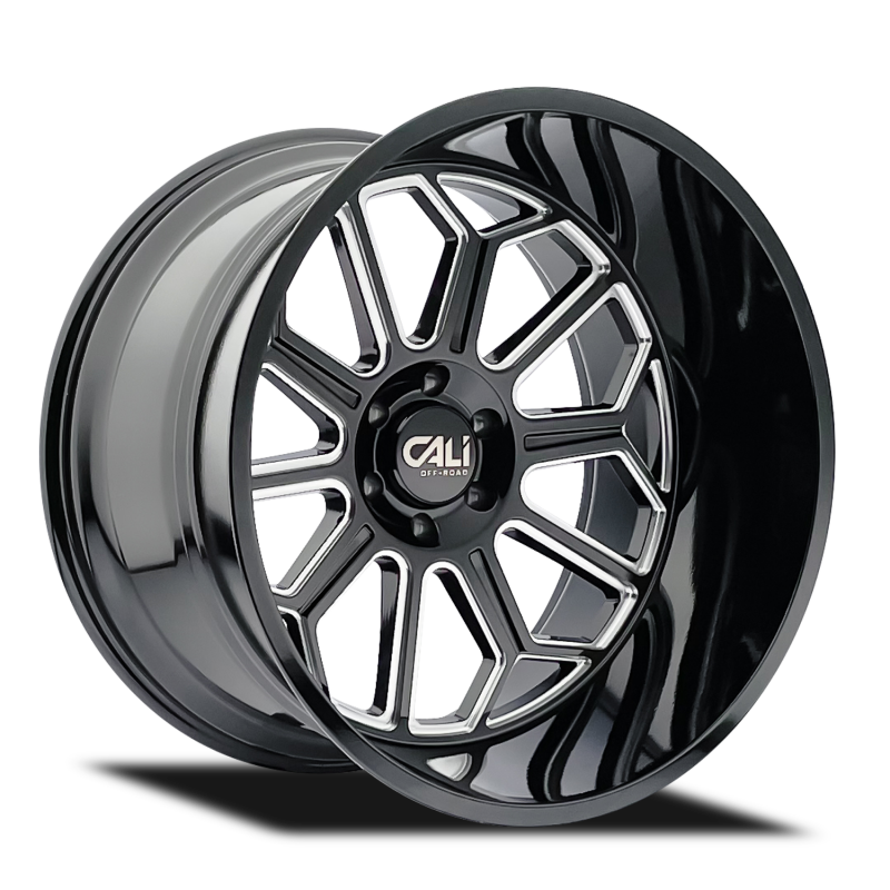 Cali Off-Road 9117 Auburn 20x9 / 8x165.1 BP / -12mm Offset / 125.2mm Hub Gloss Black Milled Wheel