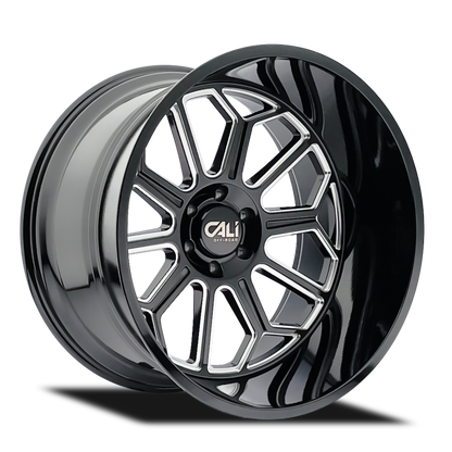 Cali Off-Road 9117 Auburn 20x9 / 6x139.7 BP / -12mm Offset / 106mm Hub Gloss Black Milled Wheel