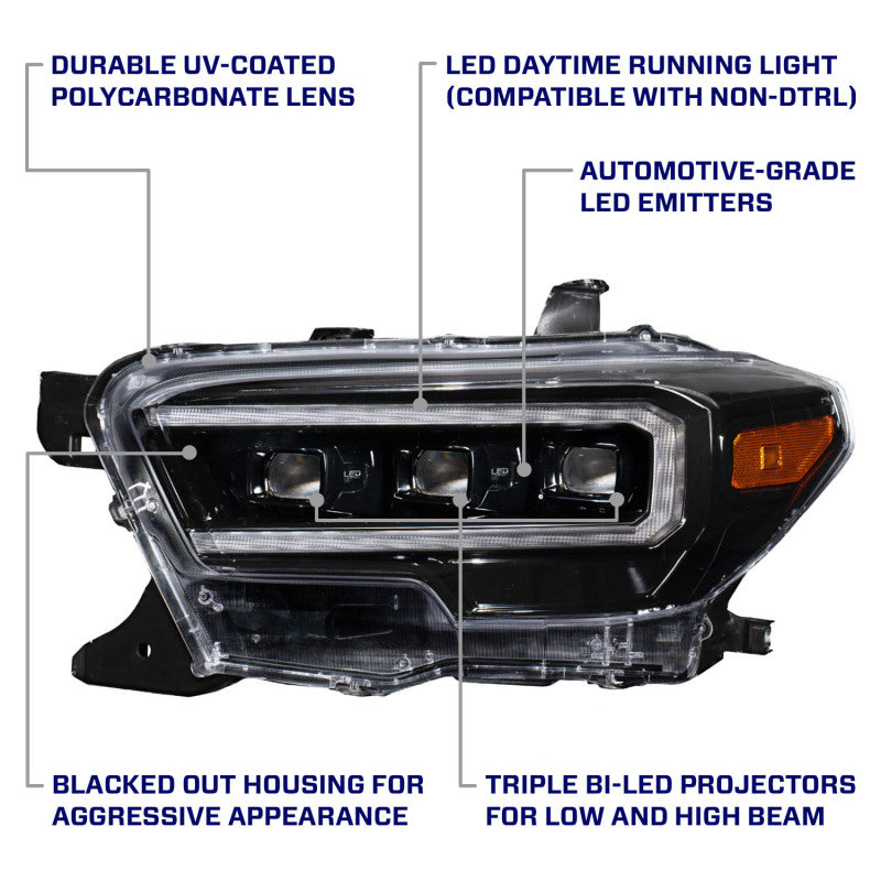 Form Lighting 2016-2023 Toyota Tacoma LED Projector Headlights with Selectable DRL (Pair)