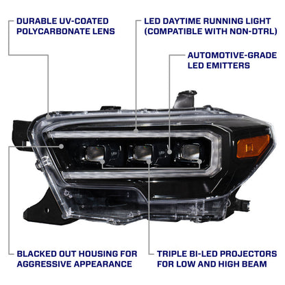 Form Lighting 2016-2023 Toyota Tacoma LED Projector Headlights with Selectable DRL (Pair)