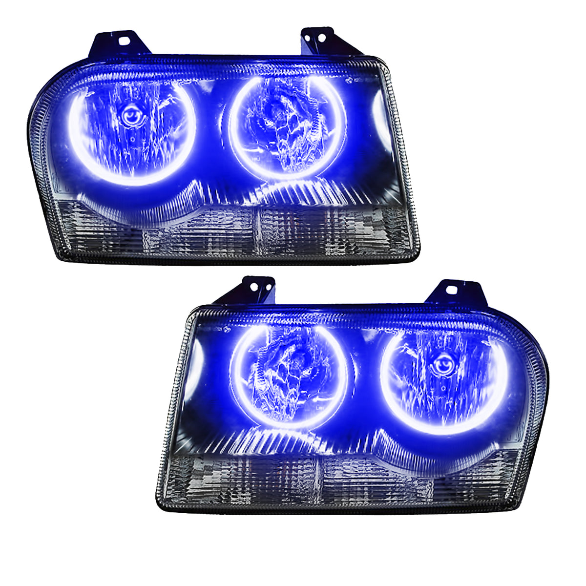 2005-2010 Chrysler 300 Pre-Assembled LED Halo Headlights - (V6) - Blue