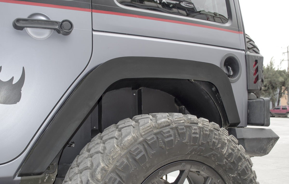 Rear Fender Liners Textured Black For 2007-2018 Jeep Wrangler JK Go Rhino