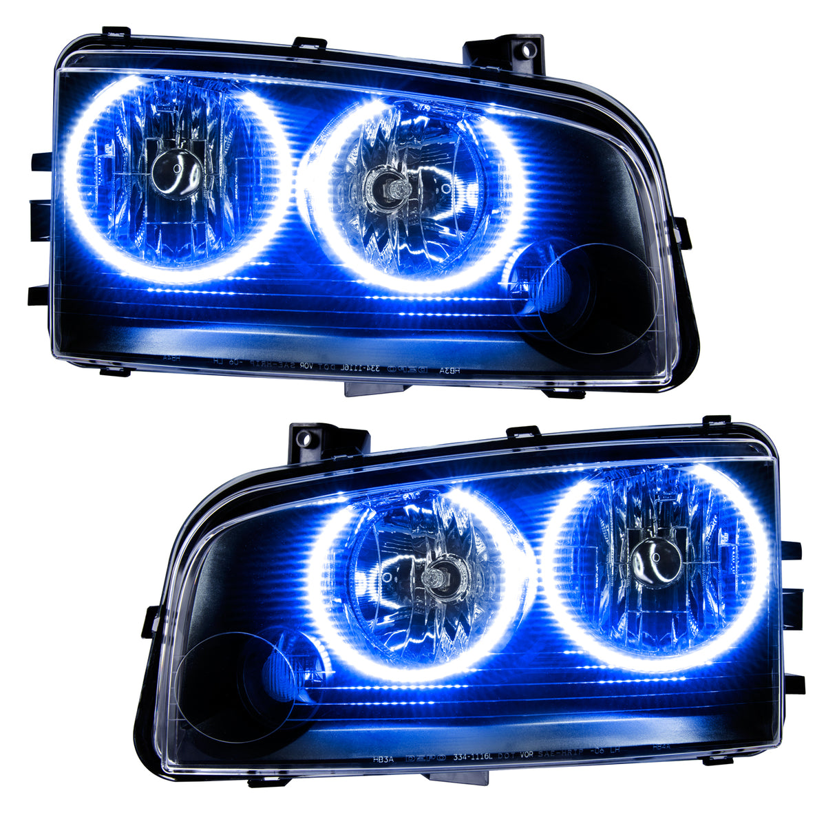 2005-2010 Dodge Charger Pre-Assembled LED Halo Headlights - (Non-HID) - Blue