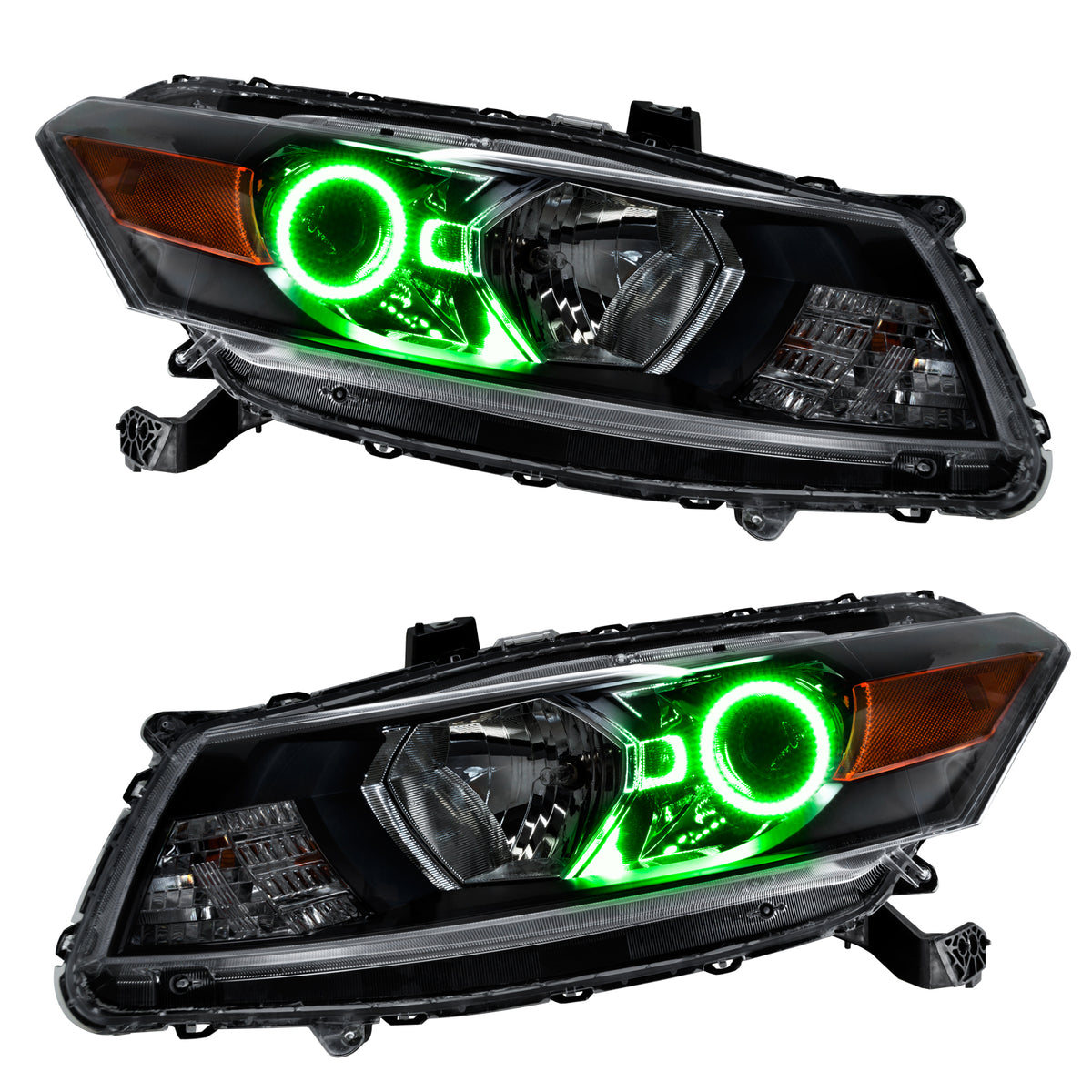 2008-2012 Honda Accord Coupe Pre-Assembled LED Halo Headlights - Green