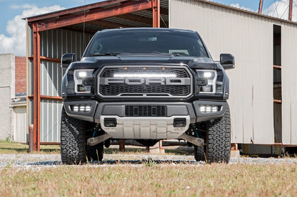 LED Light Kit Grille Mount 30 Inch Black Single Row Ford Raptor 4WD (17-20) Rough Country